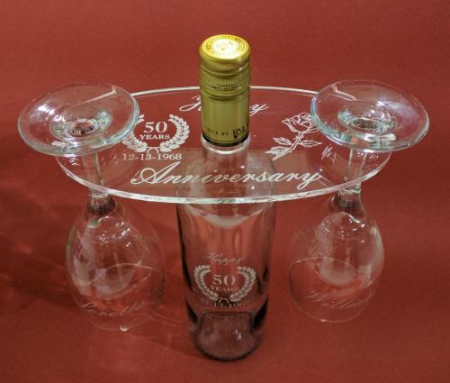 Laser engraved/Cut Acrylic wine glass holder & wine bottle