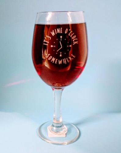 Laser engraved wine glass
