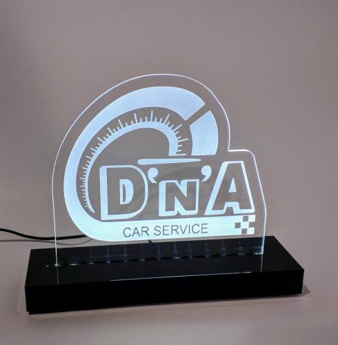 Laser engraved Acrylic LED light with black acrylic base