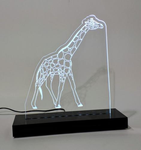 Laser engraved Acrylic LED light with black acrylic base