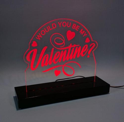 Laser engraved Acrylic LED light with black acrylic base